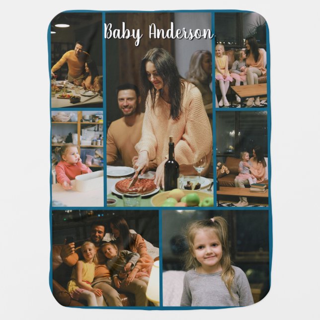 Personalized Baby Photo Collage Baby Blanket (Front)