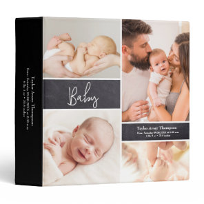 Personalized Baby Photo collage birth Stat 3 Ring Binder