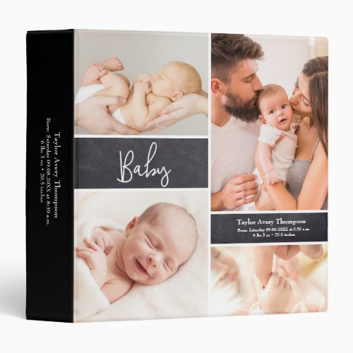 Personalized Baby Photo collage birth Stat 3 Ring Binder