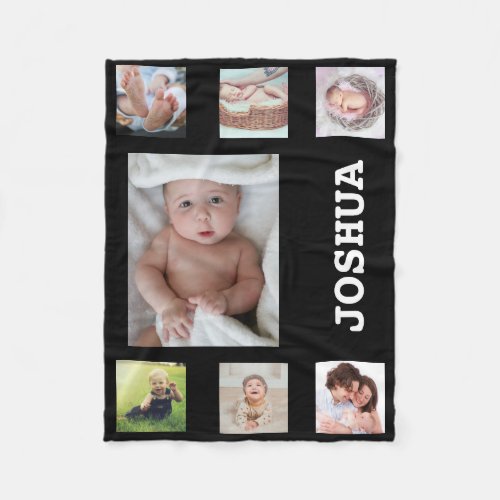 Personalized Baby Photo Collage Custom Name Cute Fleece Blanket