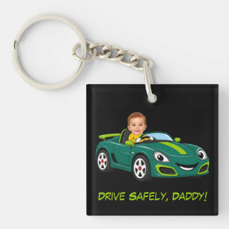 Personalized Baby Photo Drive Safely Daddy Car Keychain