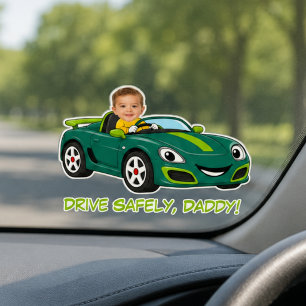 Personalized Baby Photo Drive Safely Daddy Cartoon Sticker