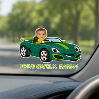 Personalized Baby Photo Drive Safely Daddy Cartoon Sticker