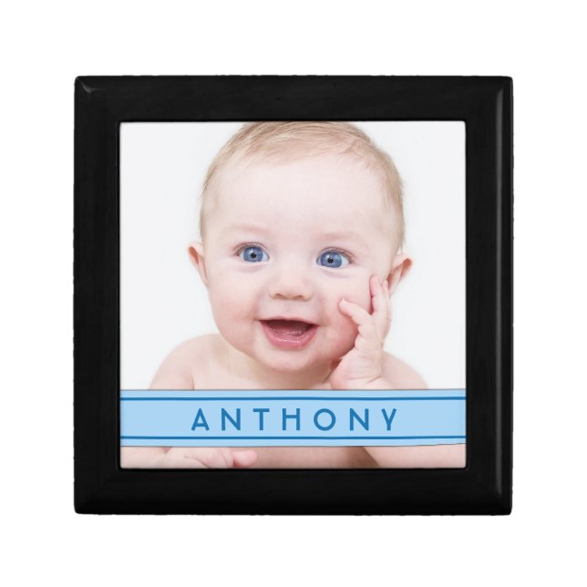 Personalized Baby Photo Name Jewelry Box - Boy (Front)
