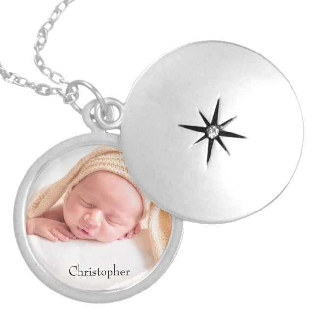 Personalized Baby  photo  name Locket Necklace (Front)