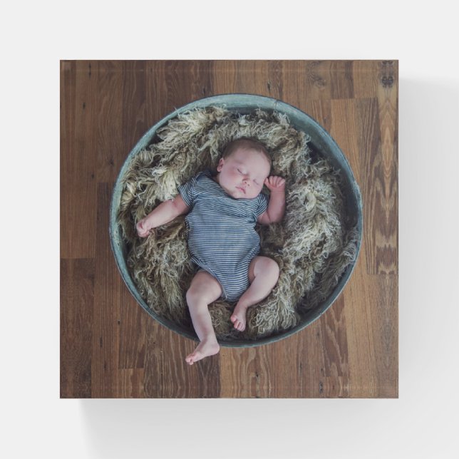 Personalized Baby Photo Paper Weight (Front)