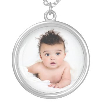 Personalized Baby Photo Template Silver Plated Necklace by DancingPelican at Zazzle