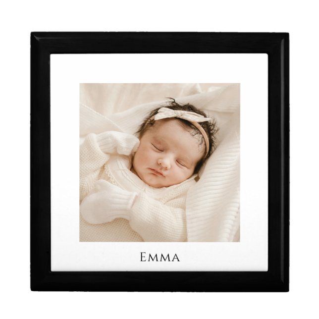 Personalized Baby Photo Wood Keepsake Box (Front)