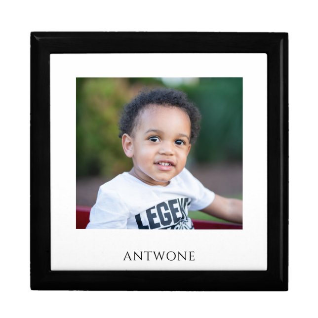 Personalized Baby Photo Wood Keepsake Box (Front)