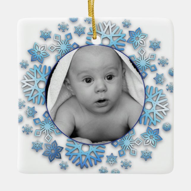 Personalized Baby Photo & Year Christmas Ornament (Front)