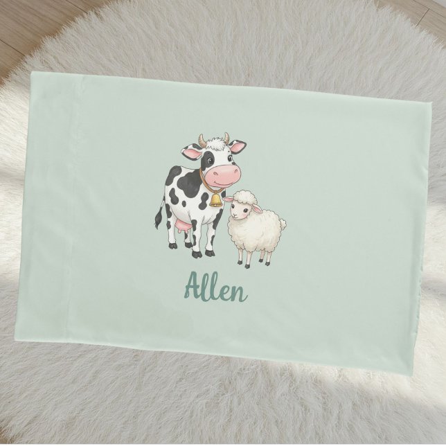 Personalized Baby Pillow Cover with Cute Cow  (Creator Uploaded)