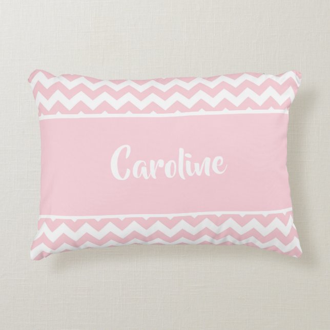 Personalized Baby Pillow - Pastel Blush Pink White (Front)