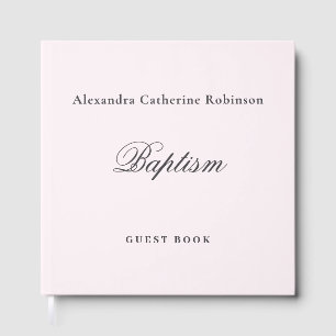 Personalized Baby Pink Elegant Baptism  Guest Book