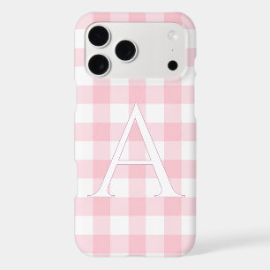 Personalized Baby Pink Gingham Monogram iPhone 17 Pro Max Case