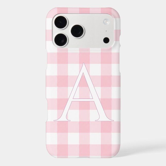 Personalized Baby Pink Gingham Monogram Iphone Case (Back)