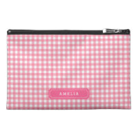 Personalized Baby Pink Gingham Monogram Travel Bag