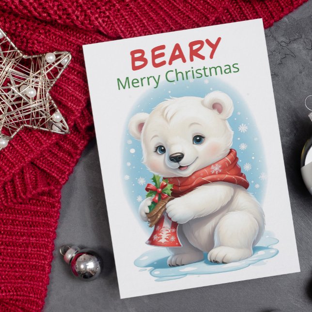 Personalized Baby Polar Bear Christmas Holiday Card (Creator Uploaded)
