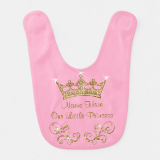 Personalized Baby Princess Bib, NAME and YOUR TEXT Baby Bib