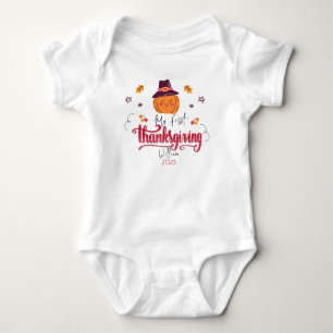 Personalized Baby Pumpkin First Thanksgiving Bodysuit