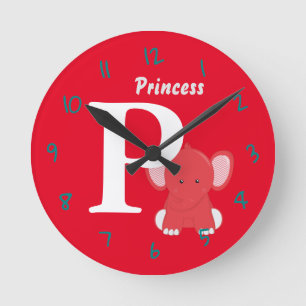 Personalized Baby Red Round Clock