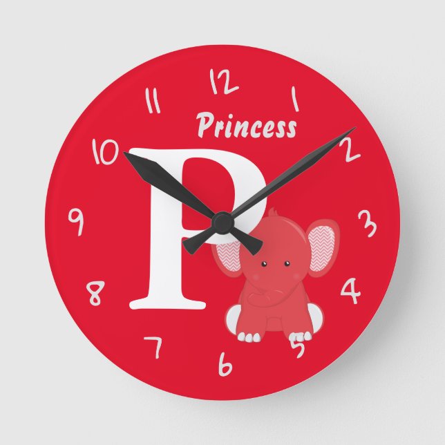 Personalized Baby Red Round Clock (Front)