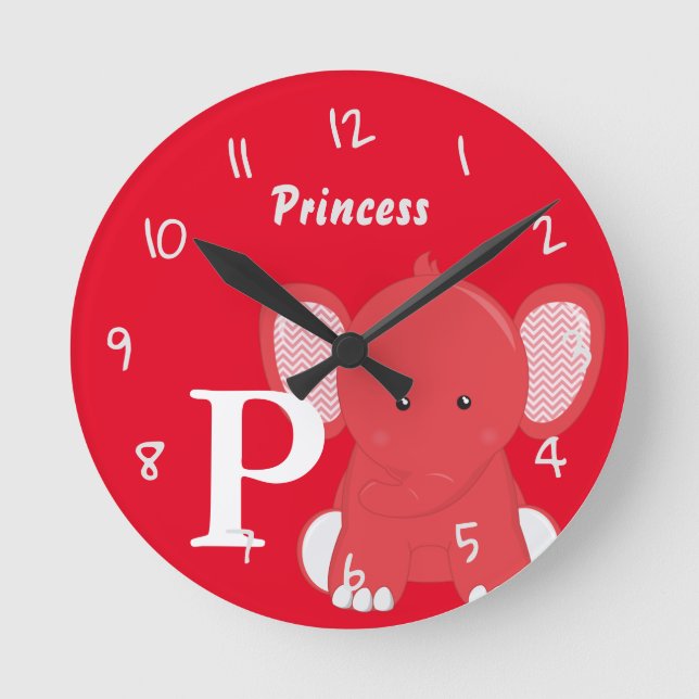 Personalized Baby Red Round Clock (Front)