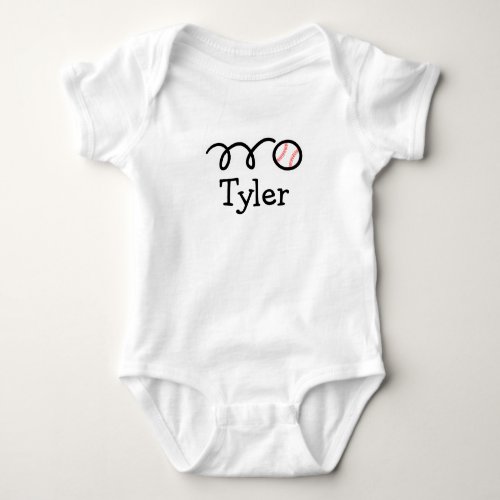 Personalized baby romper bodysuit with baseball