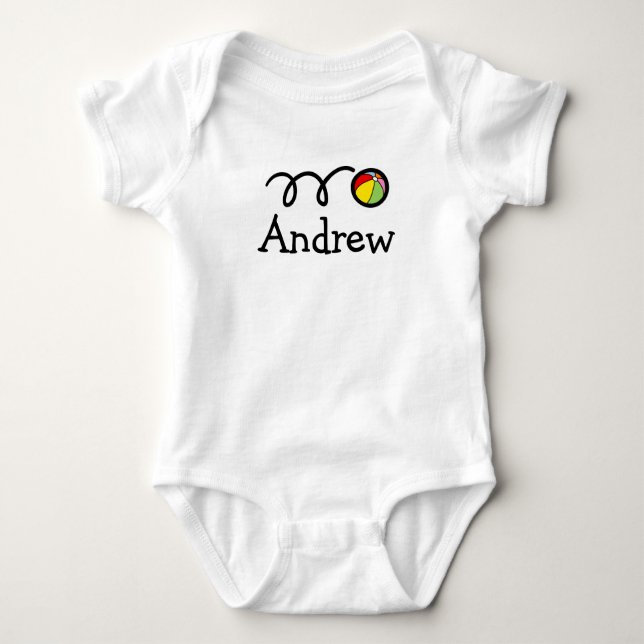 Personalized baby romper bodysuit with beach ball (Front)