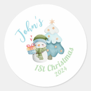 Personalized Baby’s 1st Christmas Classic Round Sticker