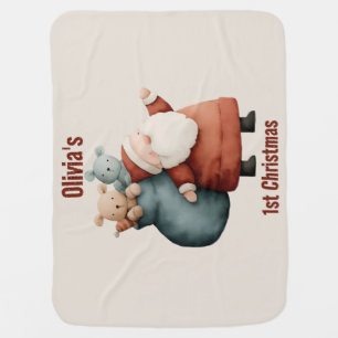 Personalized Baby’s 1st Christmas Santa Baby Blanket