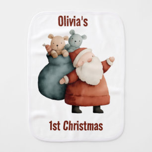 Personalized Baby’s 1st Christmas Santa Baby Burp Cloth