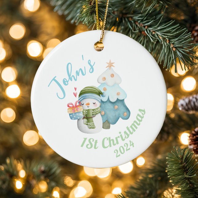 Personalized Baby’s 1st Christmas with photo Ceramic Ornament (Creator Uploaded)