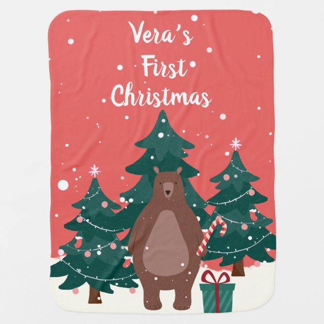 Personalized Baby’s First Christmas Blanket (Front)