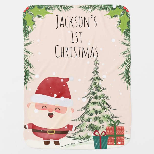 Personalized Baby s First Christmas Blanket Zazzle