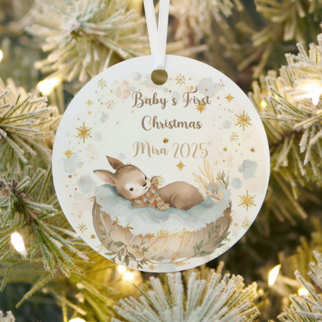 Personalized Baby’s First Christmas Keepsake Metal Ornament (Insitu)