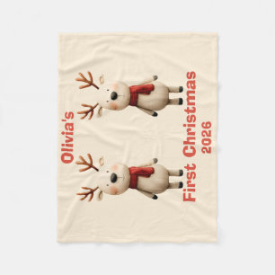 Personalized Baby’s First Christmas Ornament Fleece Blanket