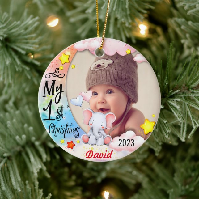 Personalized Baby’s First Christmas Photo Ornament (Tree)