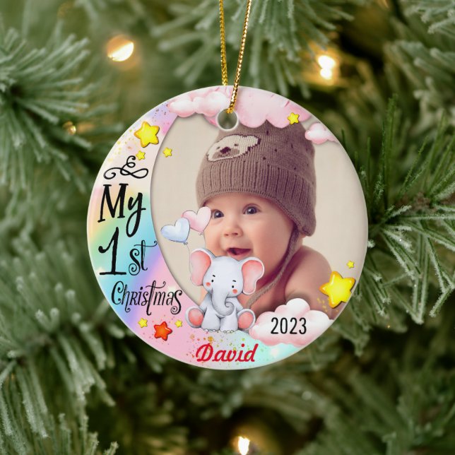 Personalized Baby’s First Christmas Photo Ornament (Tree)