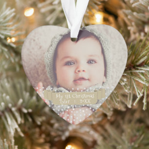 Personalized Baby`s First Christmas Photo Ornament