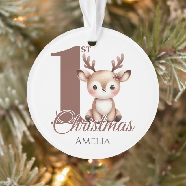 Personalized Baby’s First Christmas Reindeer Ornament (Tree)