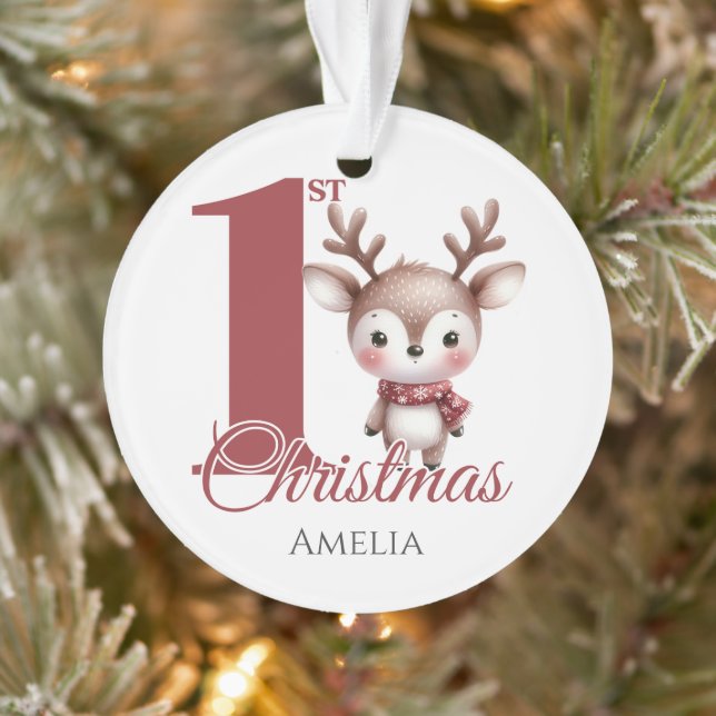 Personalized Baby’s First Christmas Reindeer Ornament (Tree)