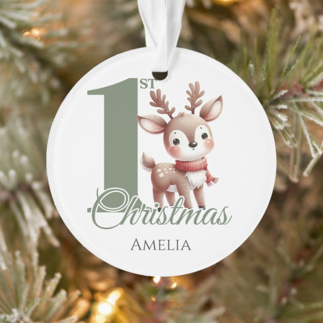 Personalized Baby’s First Christmas Reindeer Ornament (Tree)
