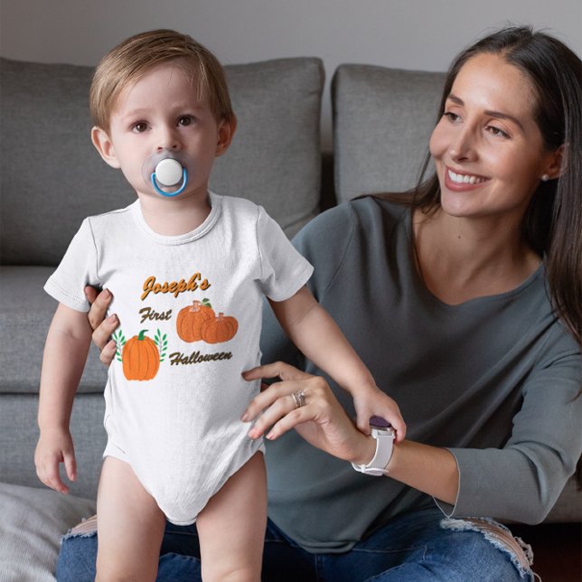 Personalized Baby’s First Halloween Pumpkin Baby Bodysuit (Creator Uploaded)