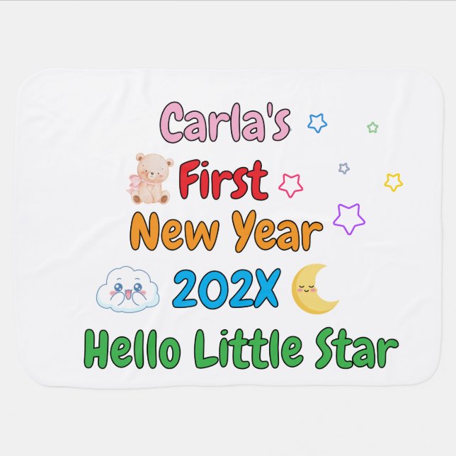 Personalized Baby’s First New Year – Cute Design Baby Blanket (Horizontal)