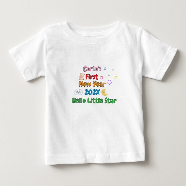 Personalized Baby’s First New Year – Cute Design Baby T-Shirt (Front)