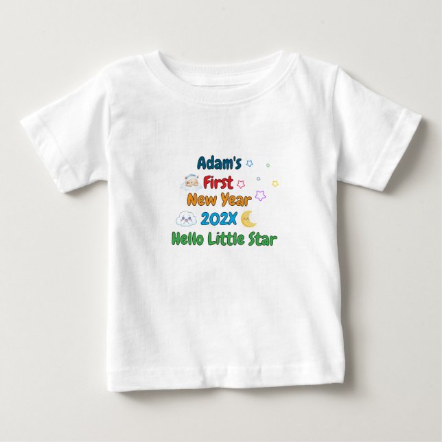 Personalized Baby’s First New Year – Cute Design Baby T-Shirt (Front)