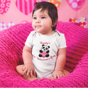 Personalized Baby’s First Valentine’s Day Panda Baby Bodysuit