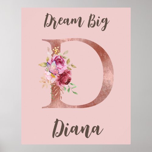 Personalized babys name letter D with quote  Poster