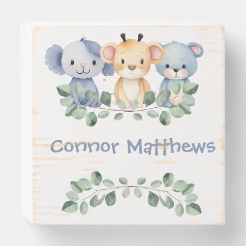 Personalized Baby Safari Animals Wooden Sign Wooden Box Sign