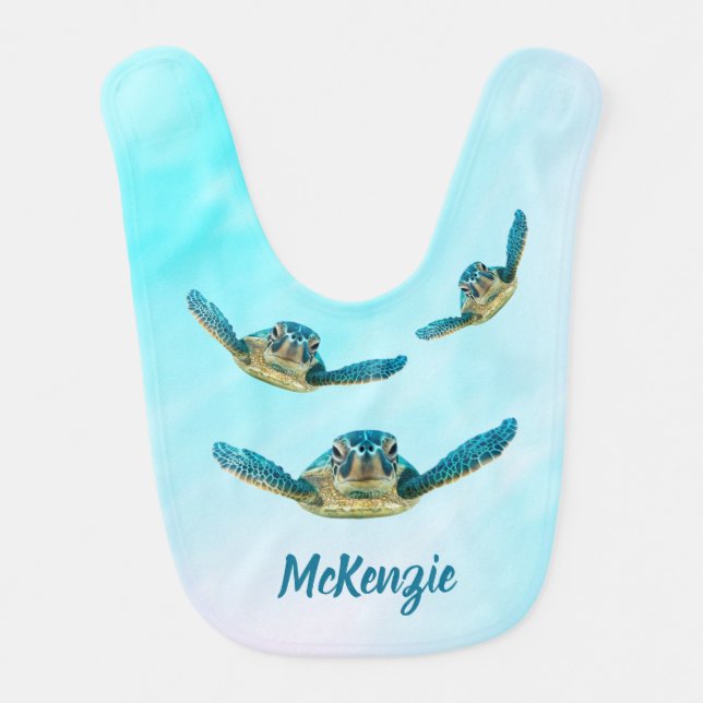 Personalized Baby Sea Turtles Bib (Front)